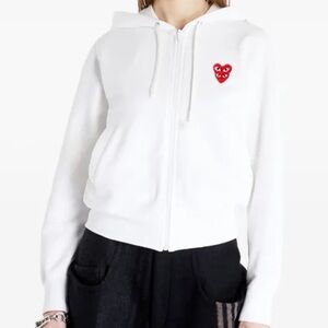 Comme Des Garçons Play Double Heart front zip hoodie - White - New with tags - M